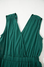 Load image into Gallery viewer, Blackish Green Deep V Pleated Crisscross Wide Leg Backless Jumpsuit - Fashion Queen -  7

