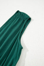 Load image into Gallery viewer, Blackish Green Deep V Pleated Crisscross Wide Leg Backless Jumpsuit - Fashion Queen -  8
