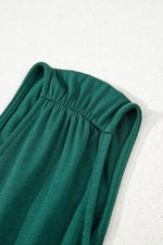 Load image into Gallery viewer, Blackish Green Deep V Pleated Crisscross Wide Leg Backless Jumpsuit - Fashion Queen -  9
