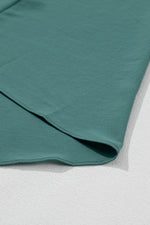Load image into Gallery viewer, Blackish Green Solid Color V Neck Wrap Pleated Short Sleeve Maxi Dress - Fashion Queen -  11
