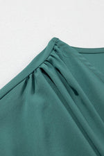 Load image into Gallery viewer, Blackish Green Solid Color V Neck Wrap Pleated Short Sleeve Maxi Dress - Fashion Queen -  8
