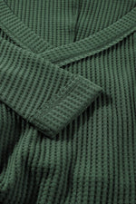 Load image into Gallery viewer, Blackish Green Waffle Knit Slim Fit Wrap V Neck Bodysuit - Fashion Queen -  9
