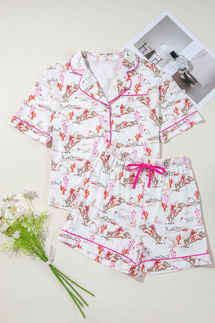 Blossom Cowgirl Country Print Pajamas Set - Fashion Queen -  24