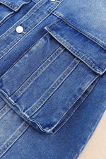 Load image into Gallery viewer, Blue Chest Pockets Drop Shoulder Loose Denim Jacket - Fashion Queen -  10
