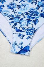 Load image into Gallery viewer, Blue Cutout Ruffled Spaghetti Strap One-Piece Swimwear - Fashion Queen -  11
