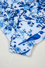 Load image into Gallery viewer, Blue Cutout Ruffled Spaghetti Strap One-Piece Swimwear - Fashion Queen -  17
