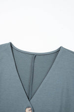 Load image into Gallery viewer, Blue Dolman Button Belted V Neck Wide Leg Pocketed Jumpsuit - Fashion Queen -  6
