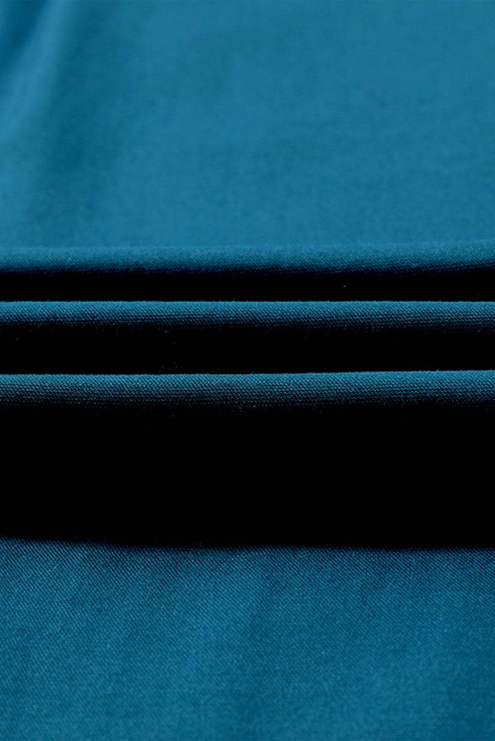 Blue Drawstring Elastic Waist Casual Wide Leg Pants - Fashion Queen -  11