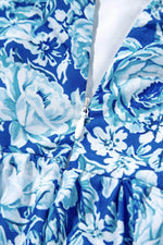 Load image into Gallery viewer, Blue Floral Puff Sleeve Babydoll Mini Dress - Fashion Queen -  17
