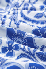 Load image into Gallery viewer, Blue Flower Print Puff Sleeve Tiered Dress - Fashion Queen -  4
