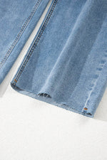 Load image into Gallery viewer, Blue Mid Rise Asymmetrical Waist Wide Leg Jeans - Fashion Queen -  12
