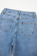 Load image into Gallery viewer, Blue Mid Rise Asymmetrical Waist Wide Leg Jeans - Fashion Queen -  13
