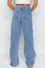 Load image into Gallery viewer, Blue Mid Rise Asymmetrical Waist Wide Leg Jeans - Fashion Queen -  2
