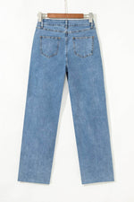 Load image into Gallery viewer, Blue Mid Rise Asymmetrical Waist Wide Leg Jeans - Fashion Queen -  6
