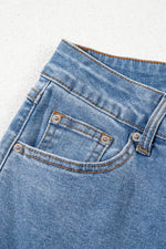 Load image into Gallery viewer, Blue Mid Rise Asymmetrical Waist Wide Leg Jeans - Fashion Queen -  8
