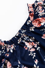 Load image into Gallery viewer, Blue Ruffle Off Shoulder Flounce Sleeve Floral Blouse - Fashion Queen -  18
