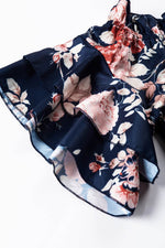 Load image into Gallery viewer, Blue Ruffle Off Shoulder Flounce Sleeve Floral Blouse - Fashion Queen -  22
