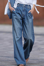 Load image into Gallery viewer, Blue Slouchy Wide Leg Jeans - Fashion Queen -  11
