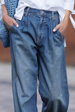 Load image into Gallery viewer, Blue Slouchy Wide Leg Jeans - Fashion Queen -  12
