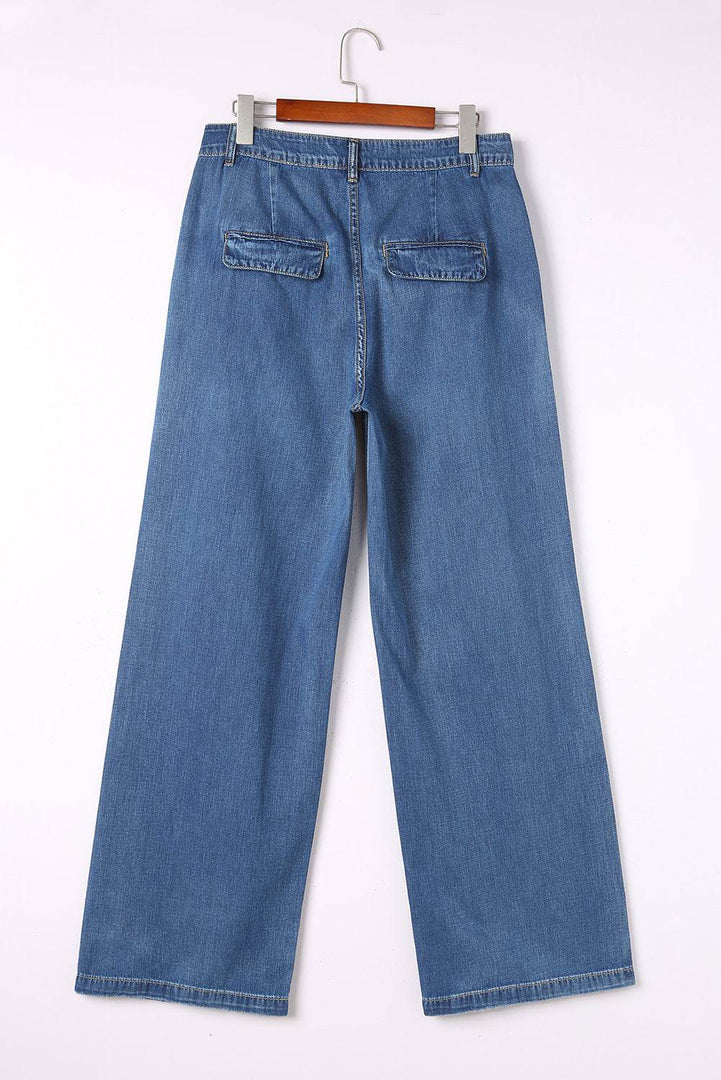 Blue Slouchy Wide Leg Jeans - Fashion Queen -  15