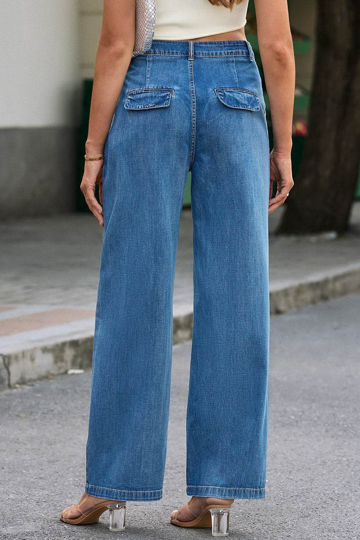 Blue Slouchy Wide Leg Jeans - Fashion Queen -  2