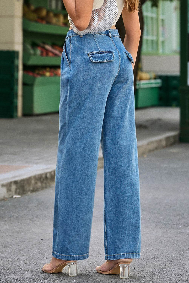 Blue Slouchy Wide Leg Jeans - Fashion Queen -  6