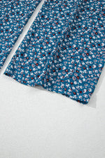 Load image into Gallery viewer, Blue Vintage Boho Floral Smocked Short Puff Sleeve Wide Leg Jumpsuit - Fashion Queen -  19
