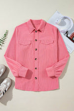 Load image into Gallery viewer, Bonbon Corduroy Flap Detail Button Up Split Shacket - Fashion Queen -  5
