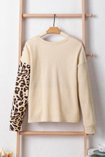 Load image into Gallery viewer, Bonbon Leopard Colorblock Waffle Knit Top - Fashion Queen -  19
