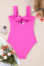 Load image into Gallery viewer, Bright Pink Cut out Twist Bowknot Backless One Piece Swimsuit - Fashion Queen -  10
