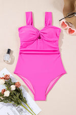 Load image into Gallery viewer, Bright Pink Cut out Twist Bowknot Backless One Piece Swimsuit - Fashion Queen -  9
