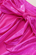 Load image into Gallery viewer, Bright Pink Ruched Sleeves Knotted Backless Blouse - Fashion Queen -  14
