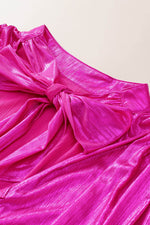 Load image into Gallery viewer, Bright Pink Ruched Sleeves Knotted Backless Blouse - Fashion Queen -  15
