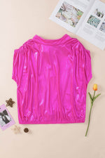 Load image into Gallery viewer, Bright Pink Ruched Sleeves Knotted Backless Blouse - Fashion Queen -  9
