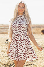 Load image into Gallery viewer, Brown Abstract Printed Flutter Sleeve Smocked Bodice Short Dress - Fashion Queen -  1
