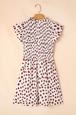 Load image into Gallery viewer, Brown Abstract Printed Flutter Sleeve Smocked Bodice Short Dress - Fashion Queen -  14
