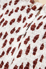 Load image into Gallery viewer, Brown Abstract Printed Flutter Sleeve Smocked Bodice Short Dress - Fashion Queen -  15
