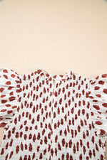Load image into Gallery viewer, Brown Abstract Printed Flutter Sleeve Smocked Bodice Short Dress - Fashion Queen -  16

