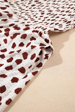 Load image into Gallery viewer, Brown Abstract Printed Flutter Sleeve Smocked Bodice Short Dress - Fashion Queen -  17
