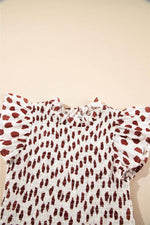 Load image into Gallery viewer, Brown Abstract Printed Flutter Sleeve Smocked Bodice Short Dress - Fashion Queen -  19

