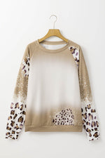 Load image into Gallery viewer, Brown Cheetah Print Round Neck Raglan Sleeve Sweatshirt - Fashion Queen -  6
