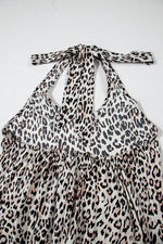 Load image into Gallery viewer, Brown Leopard Printed Halter Neck Backless Ruffled Hem Maxi Dress - Fashion Queen -  16
