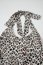 Load image into Gallery viewer, Brown Leopard Printed Halter Neck Backless Ruffled Hem Maxi Dress - Fashion Queen -  18
