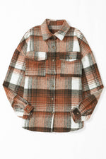 Load image into Gallery viewer, Brown Plaid Flap Pockets Shacket - Fashion Queen -  16
