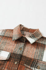 Load image into Gallery viewer, Brown Plaid Flap Pockets Shacket - Fashion Queen -  18
