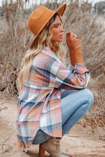 Load image into Gallery viewer, Brown Plaid Flap Pockets Shacket - Fashion Queen -  24
