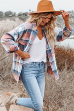 Load image into Gallery viewer, Brown Plaid Flap Pockets Shacket - Fashion Queen -  25
