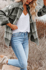 Load image into Gallery viewer, Brown Plaid Flap Pockets Shacket - Fashion Queen -  7
