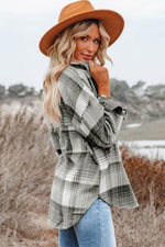 Load image into Gallery viewer, Brown Plaid Flap Pockets Shacket - Fashion Queen -  9
