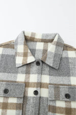 Load image into Gallery viewer, Brown Plaid Print Pocket Women Shacket - Fashion Queen -  8
